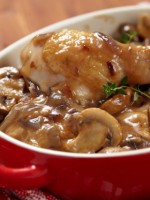 Receta de pollo al horno con salsa de champiñones