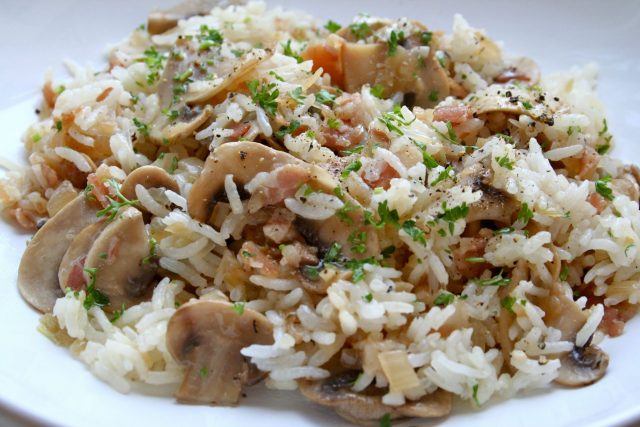 Receta de arroz blanco con champiñones