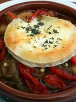 Receta de receta de escalibada con queso de cabra Receta de escalibada con queso de cabra
