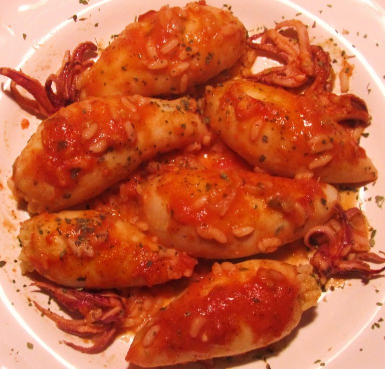 Receta de calamares rellenos de gambas