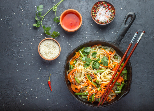 Receta de espaguetis con verduras al wok