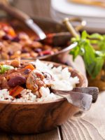 Receta de frijoles con arroz y carne