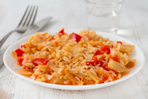 Receta de arroz con bacalao y tomate